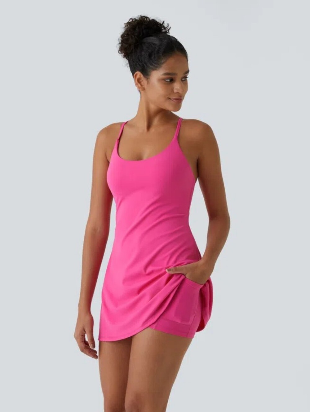 Halara Hot Pink SoftlyZero™ Plush Backless Active Dress in Fuchsia Purple NWT